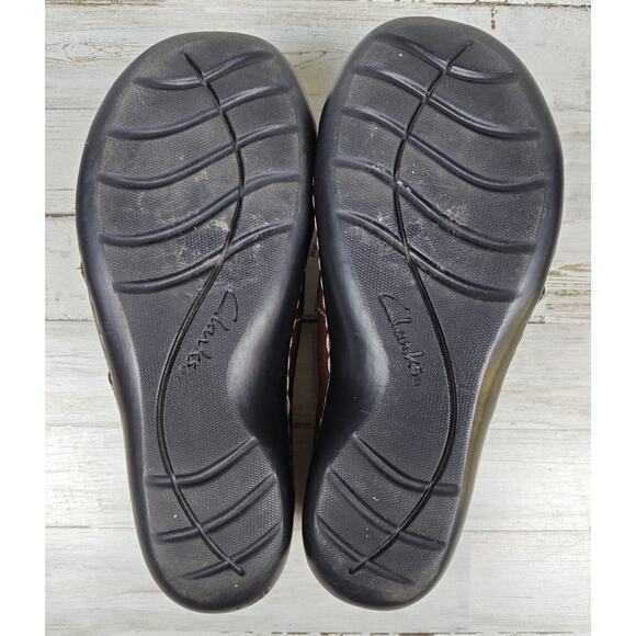 CLARKS BENDABLES Ashland Lane Brown Pebbled Leather Slip-On Flats Size 6 XW - Picture 7 of 8